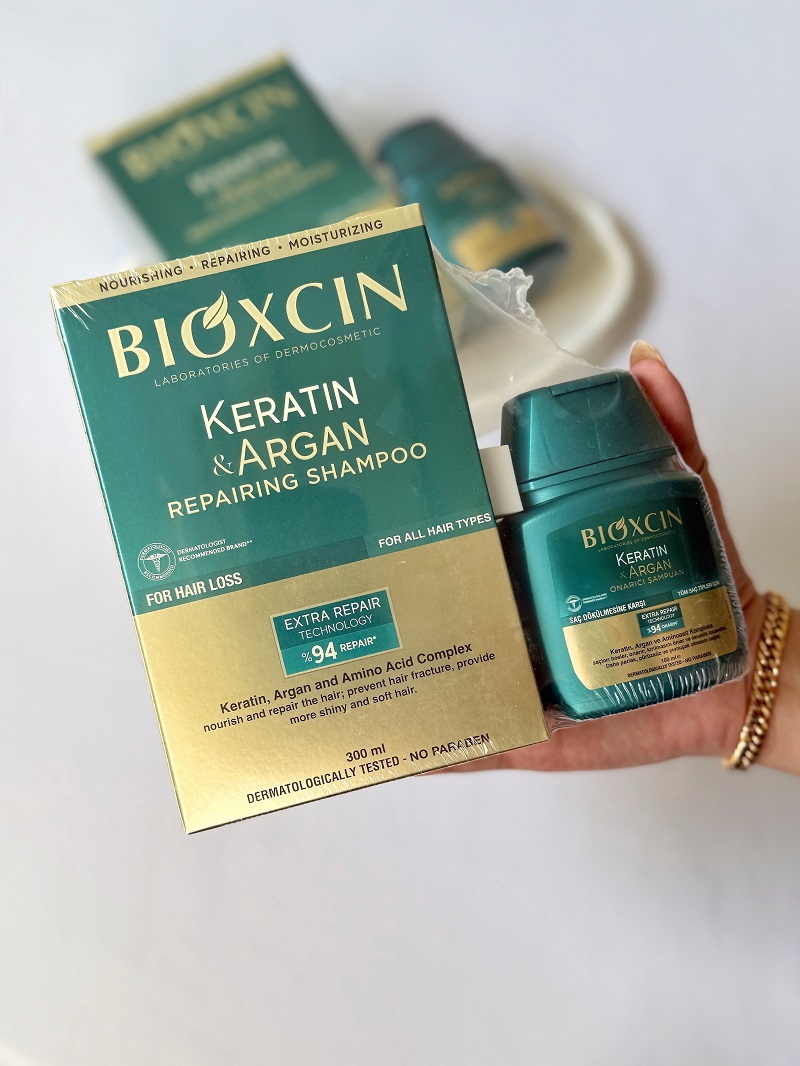 شامپو بیوکسین حاوی کراتین و آرگان، ترمیم کننده و تقویت کننده مو