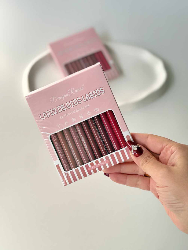 خط لب و رژلب پیچی دراگون رانی پک 12 عددی با رنگبندی متنوع و کاربردی