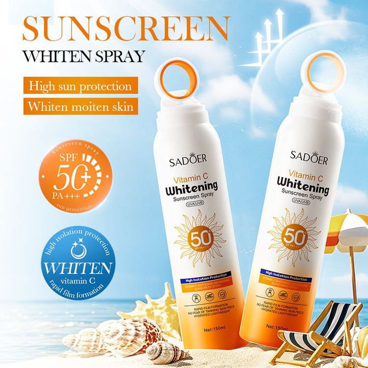اسپری ضدآفتاب و سفید کننده سادور SPF50 حاوی ویتامین C