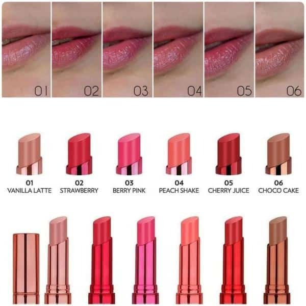 تینت لب جامد رنگی گلدن رز GLOW KISS با بالاترین کیفیت در 6 رایحه و رنگ متفاوت